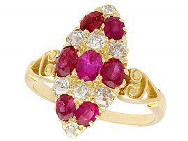 Antique Gold Ruby and Diamond Ring