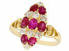 1.82 ct Ruby and 0.57 ct Diamond, 18 ct Yellow Gold Marquise Ring - Antique Circa 1900