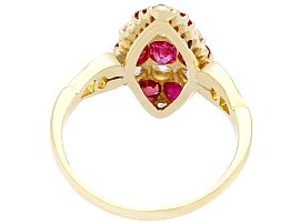Antique Gold Ruby and Diamond Marquise Ring