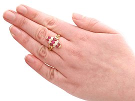 Antique Gold Ruby and Diamond Ring Wearing