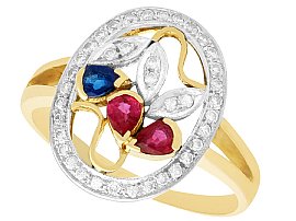 Ruby, Sapphire and Diamond Ring