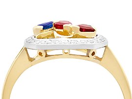 Ruby, Sapphire and Diamond Ring in Gold