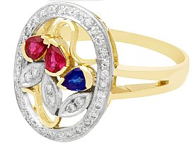Vintage Ruby, Sapphire and Diamond Ring