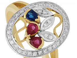 Vintage Ruby, Sapphire and Diamond Ring