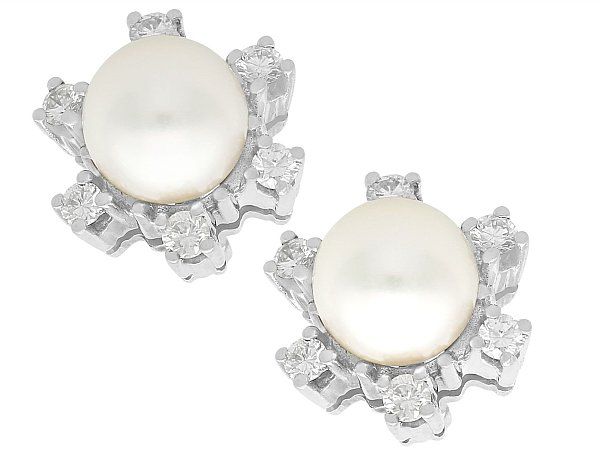Vintage Pearl and Diamond Stud Earring