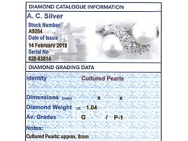 Cultured Pearl and Diamond Ring Grading
