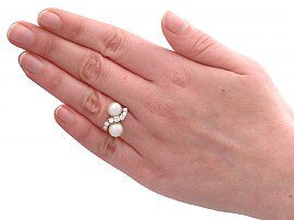 Cultured Pearl and Diamond Ring