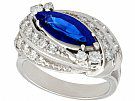 2.62 ct Sapphire and 1.12 ct Diamond, 14 ct White Gold Cocktail Ring - Vintage Circa 1950