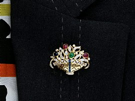 1960s gemstone brooch wearing