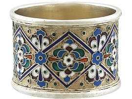 Russian Silver Gilt and Polychrome Cloisonne Enamel Napkin Ring - Antique Circa 1915