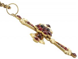 5.56 ct Garnet and 15 ct Yellow Gold Cross Pendant - Antique Victorian