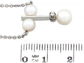 Cultured Pearl and Diamond, 18 ct White Gold Necklace - Vintage Circa 1960