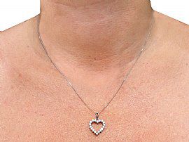 Diamond Heart Pendant in White Gold