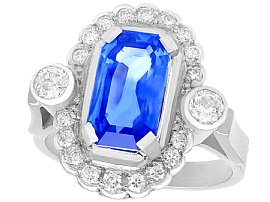 3.29 ct Ceylon Sapphire and 0.82 ct Diamond, 18 ct White Gold and Platinum Dress Ring - Vintage Circa 1950