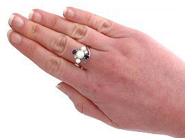 Vintage Pearl and Sapphire Ring