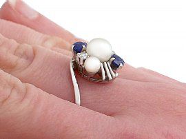 Vintage Pearl and Sapphire Ring