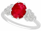 1.80 ct Ruby and 0.12 ct Diamond, 14 ct White Gold Dress Ring - Vintage French Circa 1940