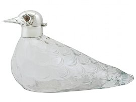 Glass and Sterling Silver Mounted 'Bird' Claret Jug by Asprey & Co Ltd - Vintage (1961)