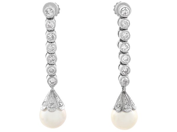 Vintage Diamond and Pearl Drop Earrings
