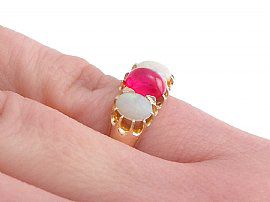 Cabochon Cut Ruby and Opal Ring 