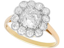 2.12 ct Diamond and 18 ct Yellow Gold Cluster Ring - Antique and Contemporary