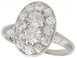 1.26 ct Diamond and 18 ct White Gold, Platinum Set Dress Ring - Vintage Circa 1940