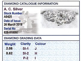 2.70 Carat Diamond Ring Grading Card