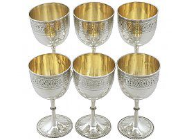 Sterling Silver Goblets Set of Six - Antique Victorian (1870)