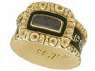 Black Enamel and 14 ct Yellow Gold Mourning Ring - Antique Circa 1840
