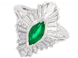Marquise Emerald and Diamond Ring Vintage