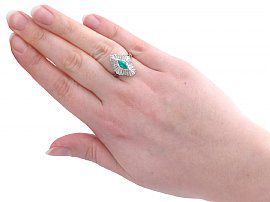 Marquise Emerald and Diamond Ring Wearing