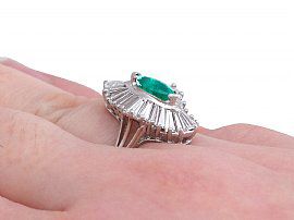 Marquise Emerald and Diamond Ring Wearing Hand