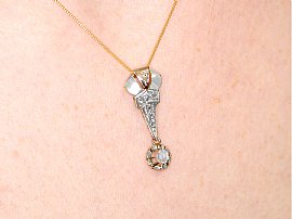 Art Deco Diamond Pendant Wearing 