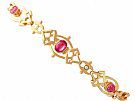 1.20ct Pink Tourmaline and Seed Pearl, 9ct Yellow Gold Bracelet - Antique Circa 1910