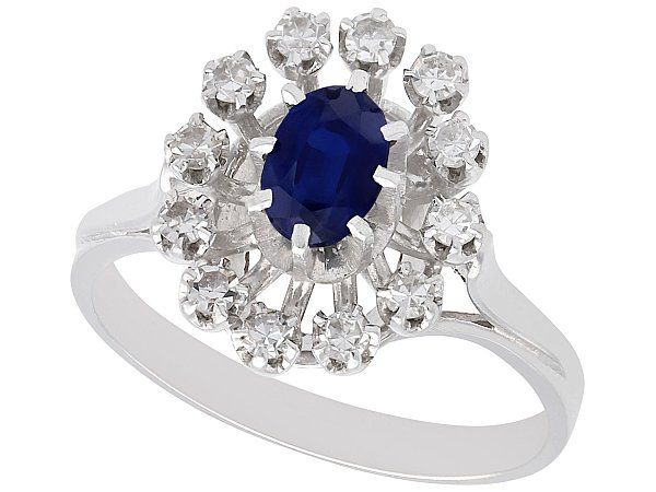 Small Sapphire and Diamond Cluster Ring