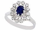 0.60ct Sapphire and 0.42ct Diamond, 18ct White Gold Cluster Ring - Vintage French Circa 1970