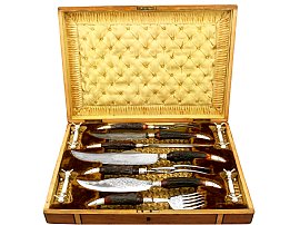 Sterling Silver, Electroplated Silver, Steel and Antler Carving and Fish Server Set - Antique Victorian (1887)