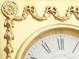Large Silver Gilt Mantel Clock Detail 