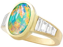 Vintage Opal and Diamond Gold Ring