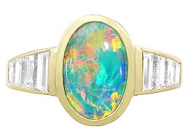 Vintage Opal and Diamond Gold Ring