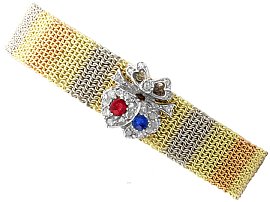 0.23ct Ruby and 0.21ct Sapphire, 0.82ct Diamond and 15ct Gold Bracelet - Antique Victorian
