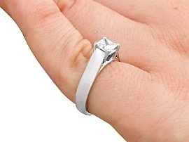 wearing princess cut engagement ring white gold