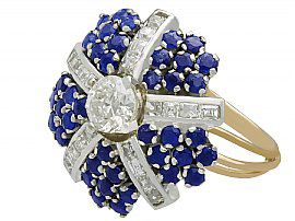 vintage sapphire and diamond cocktail ring for sale