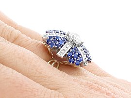 vintage sapphire and diamond cocktail ring for sale wearing