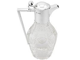 Cut Glass and Sterling Silver Mounted Claret Jug - Antique Edwardian (1901); A9690