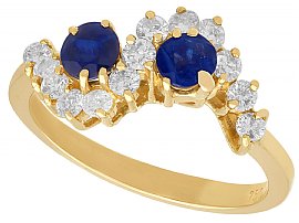 0.52ct Sapphire and 0.39ct Diamond, 18ct Yellow Gold Twist Ring - Vintage Circa 1990