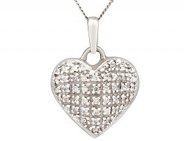 Diamond Heart Pendant in White Gold for Sale