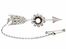 0.28 ct Diamond and Seed Pearl, 9 ct White Gold Arrow Brooch - Antique Circa 1900
