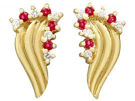 Diamond and Ruby Stud Earrings 