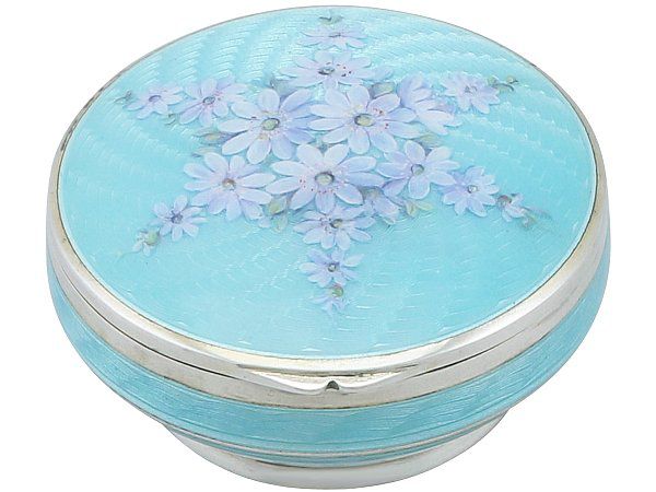 Sterling Silver and Enamel Box - Antique George V (1912)